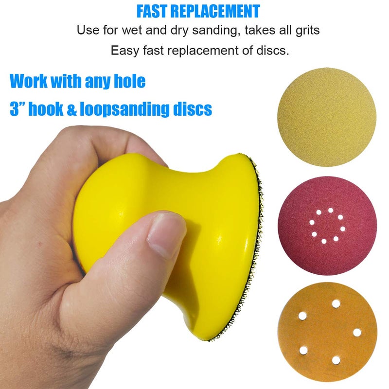 Tockrop 2 Pack 3" Round Hand Sanding Blocks for 3 Inch Hook and Loop discs Ideal For Wood Furniture Restoration Home Arts and Crafts - Image 5